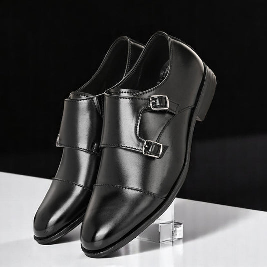 Guava Synthetic Leather Toecap Double Strap Black Monk Formal Shoes for Men's GV25JA899
