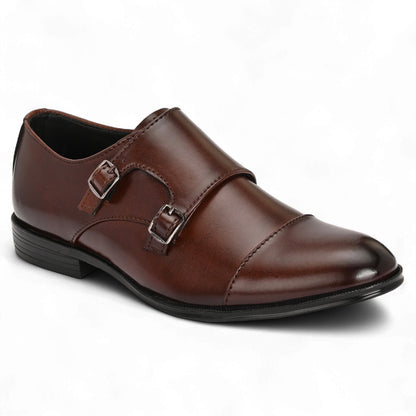 Guava Synthetic Leather Toecap Double Strap Brown Monk Formal Shoes for Men's GV25JA900