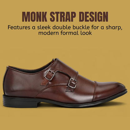 Guava Synthetic Leather Toecap Double Strap Brown Monk Formal Shoes for Men's GV25JA900