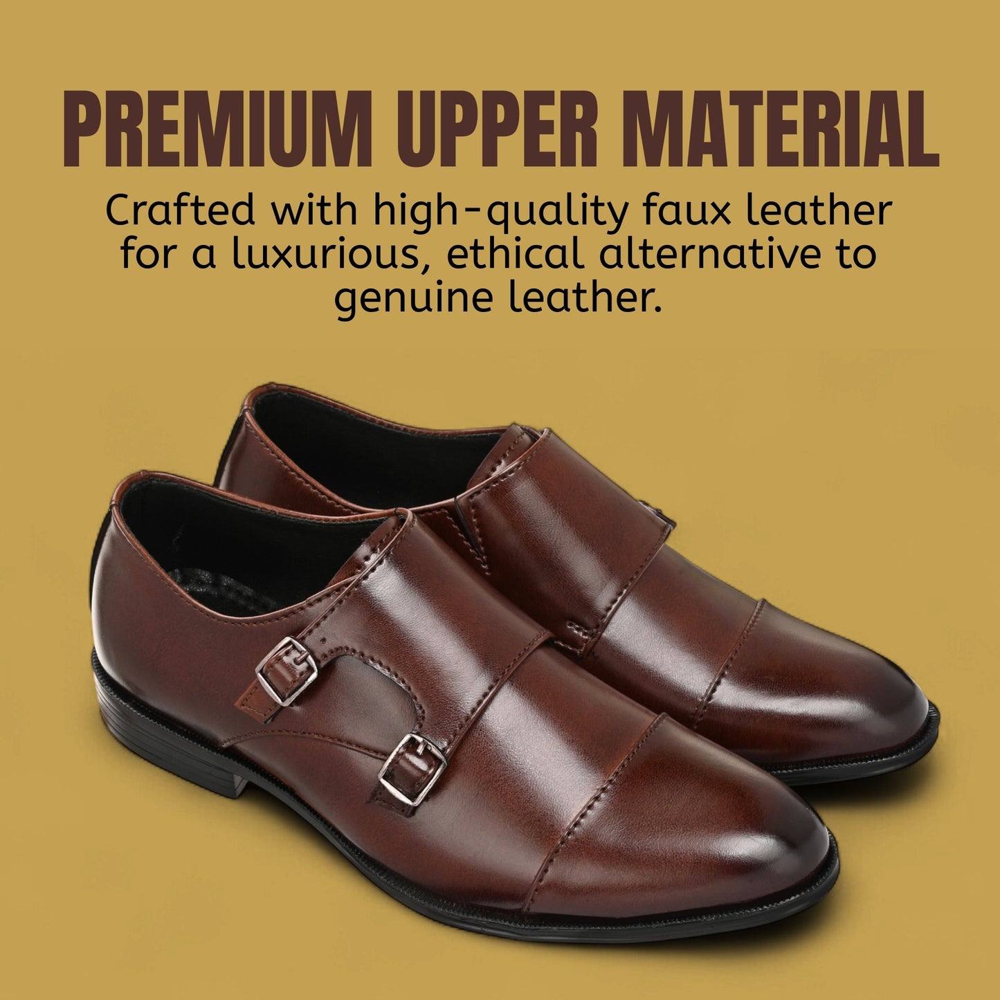 Guava Synthetic Leather Toecap Double Strap Brown Monk Formal Shoes for Men's GV25JA900