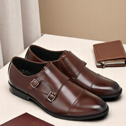 Guava Synthetic Leather Toecap Double Strap Brown Monk Formal Shoes for Men's GV25JA900
