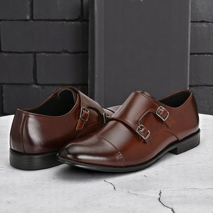 Guava Synthetic Leather Toecap Double Strap Brown Monk Formal Shoes for Men's GV25JA900