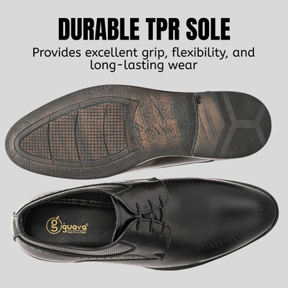 Guava Faux Leather Derby Black Lace up Formal Shoes for Men's GV25JA901
