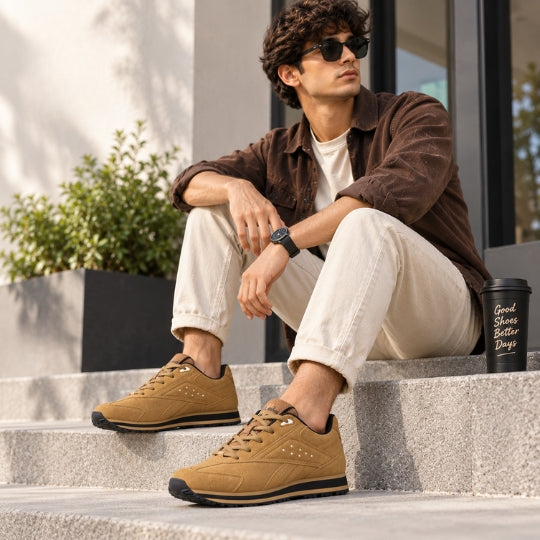 Hirolas Multisport Leather Sport Shoes for Men's - Camel