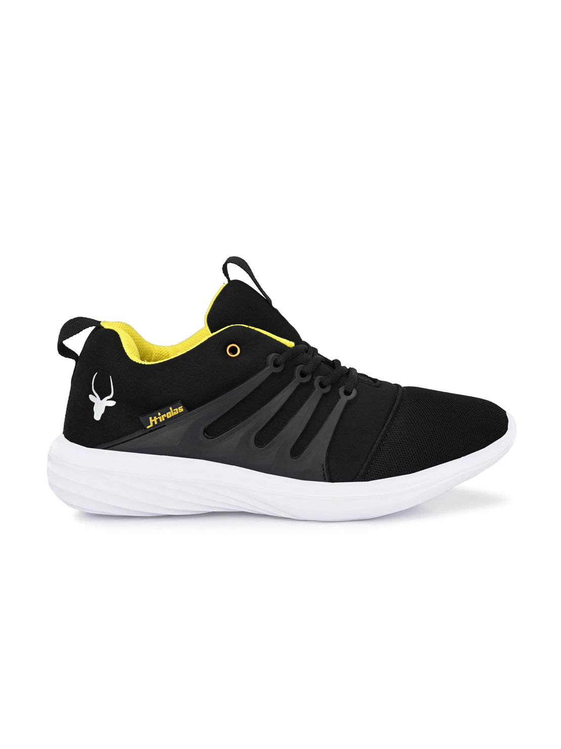 Hirolas® Men's Black Mesh Running/Walking/Gym Lace Up Sport Shoes (HRL2004BLY)