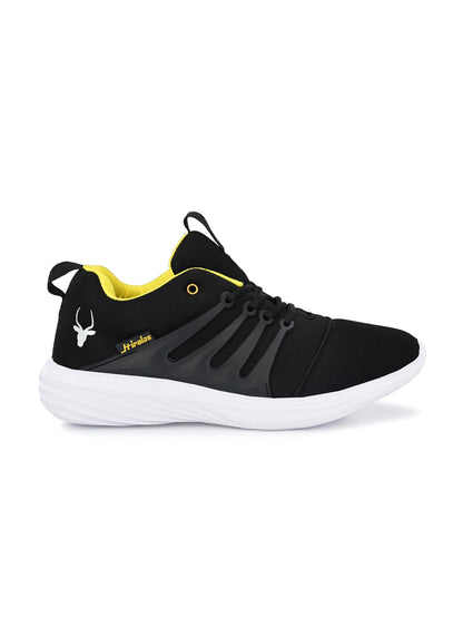 Hirolas® Men's Black Mesh Running/Walking/Gym Lace Up Sport Shoes (HRL2004BLY)