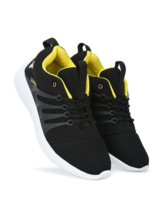 Hirolas® Men's Black Mesh Running/Walking/Gym Lace Up Sport Shoes (HRL2004BLY)