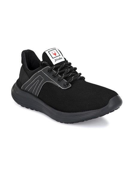 Hirolas® Men's Black Mesh Running/Walking/Gym Lace Up Sport Shoes (HRL2020BLK)