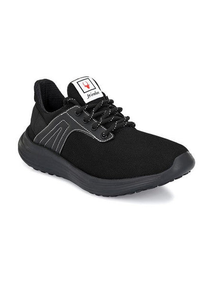 Hirolas® Men's Black Mesh Running/Walking/Gym Lace Up Sport Shoes (HRL2020BLK)