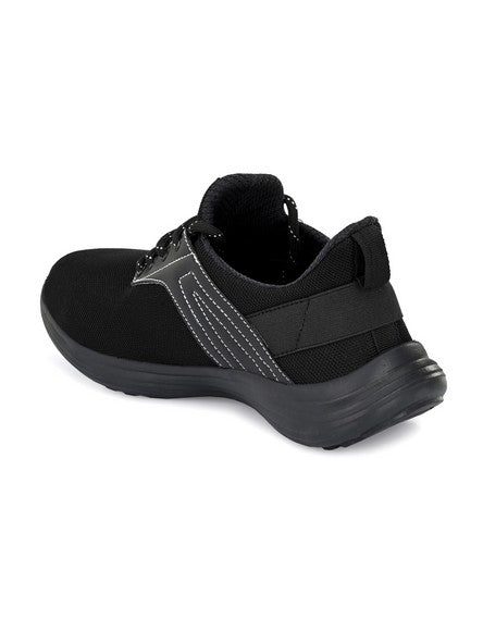 Hirolas® Men's Black Mesh Running/Walking/Gym Lace Up Sport Shoes (HRL2020BLK)