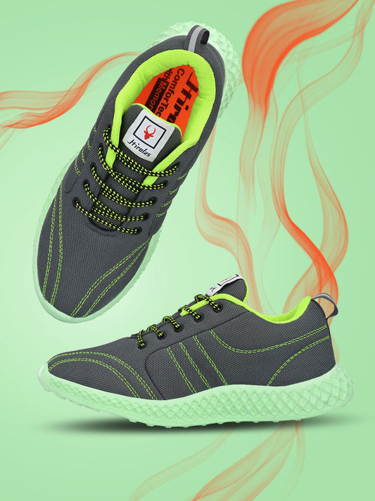 Hirolas® Men's Grey Mesh Running/Walking/Gym Lace Up Sport Shoes (HRL2022GRY)