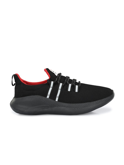 Hirolas® Men's Black Mesh Running/Walking/Gym Lace Up Sport Shoes (HRL2023BLK)