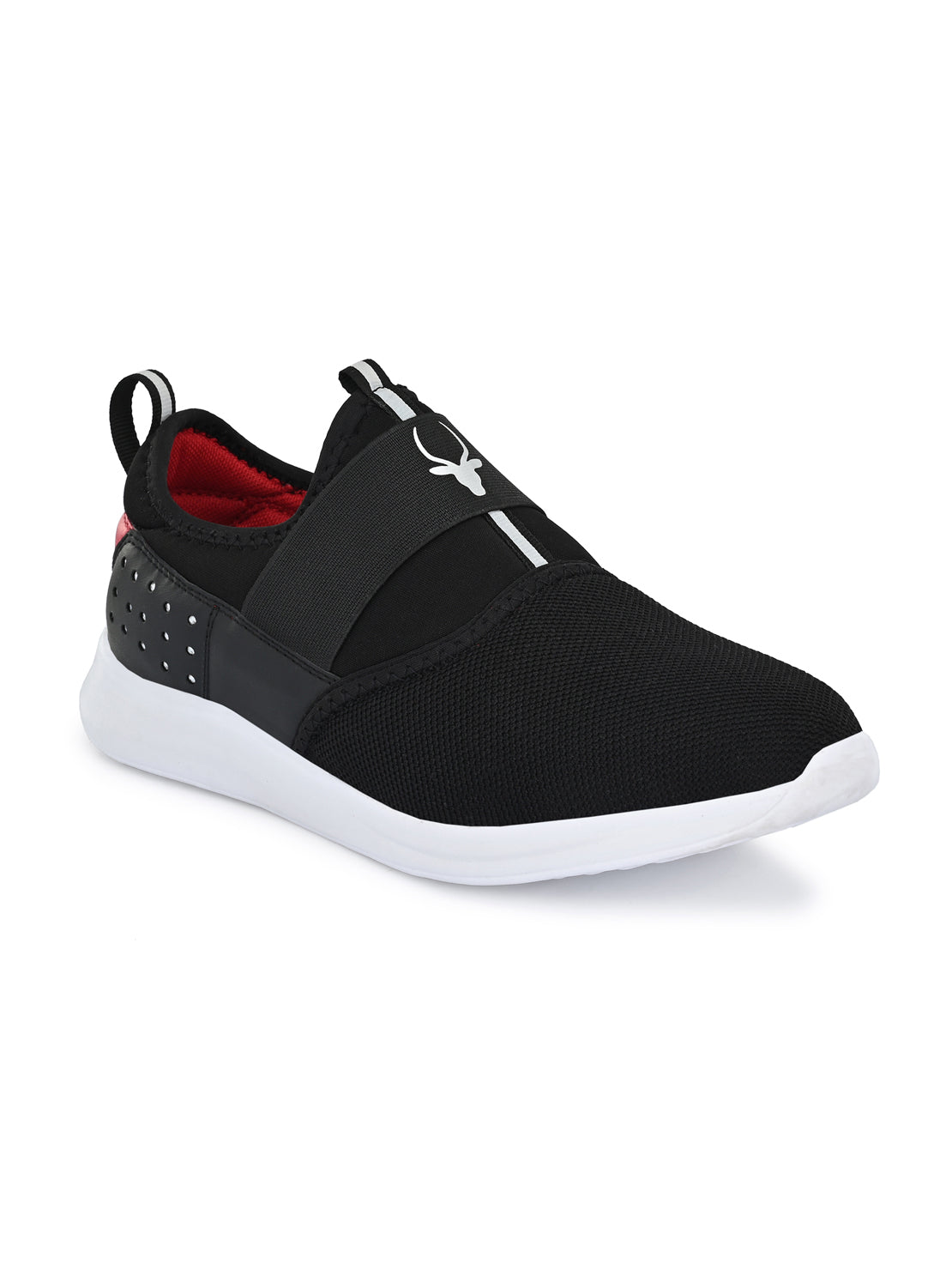 Hirolas® Men's Black Mesh Running/Walking/Gym Slip On Sport Shoes (HRL2027BLK)