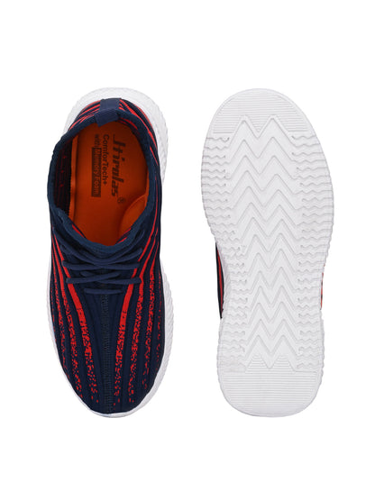 Hirolas® Men's Blue Knitted Running/Walking/Gym Lace Up Sport Shoes (HRL2036BLU)