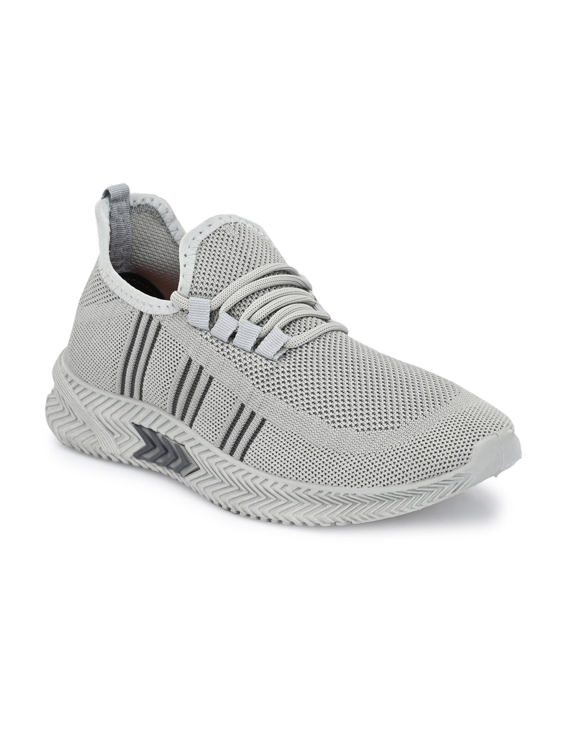 Hirolas® Men's Grey Knitted Running/Walking/Gym Lace Up Sport Shoes (HRL2039GRY)