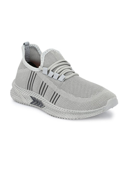 Hirolas® Men's Grey Knitted Running/Walking/Gym Lace Up Sport Shoes (HRL2039GRY)