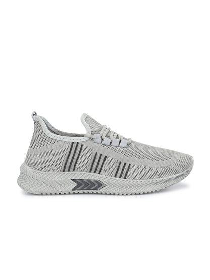 Hirolas® Men's Grey Knitted Running/Walking/Gym Lace Up Sport Shoes (HRL2039GRY)