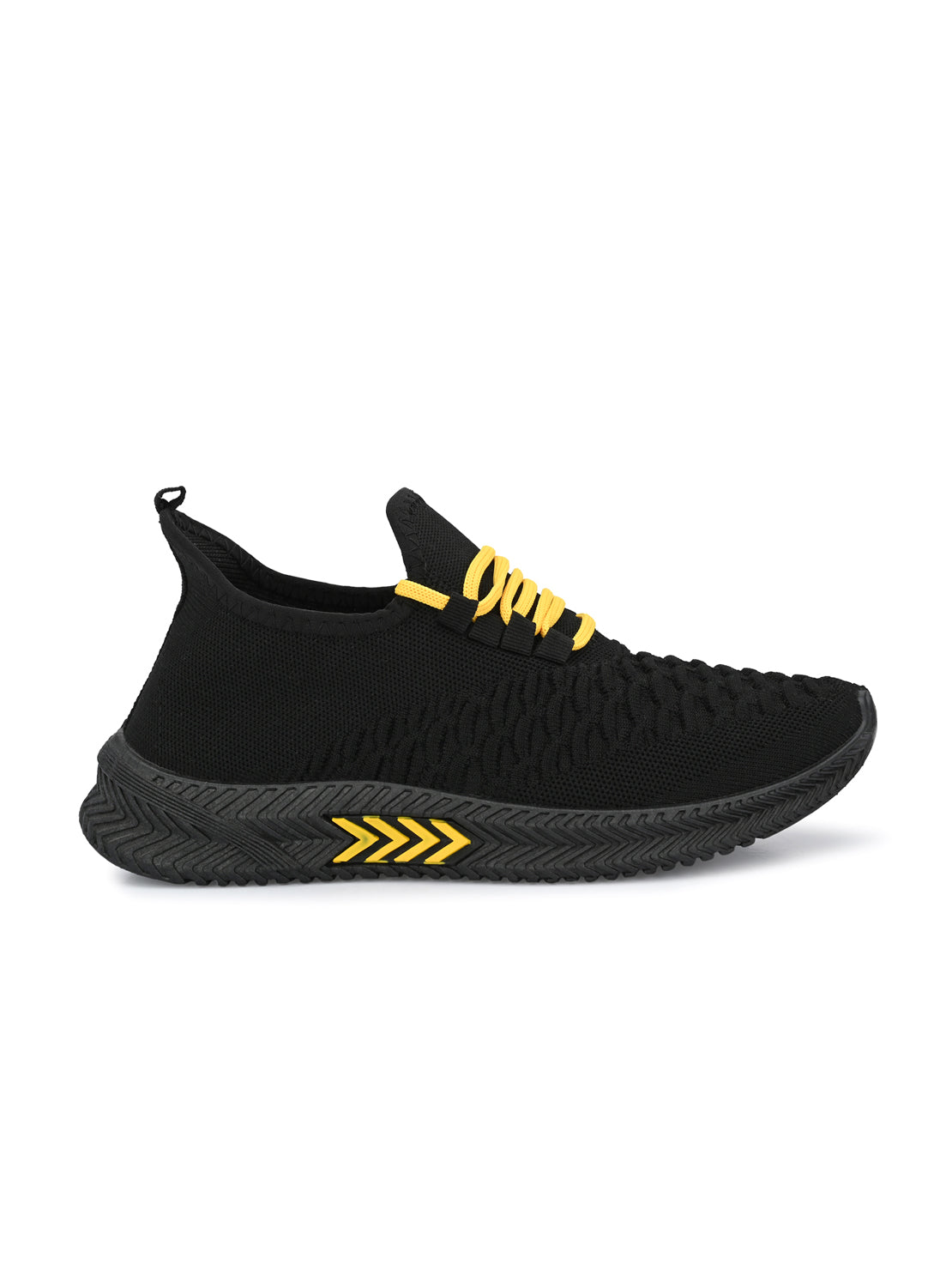 Hirolas® Men's Athleisure Black Knitted Lace-Up Sports Shoes