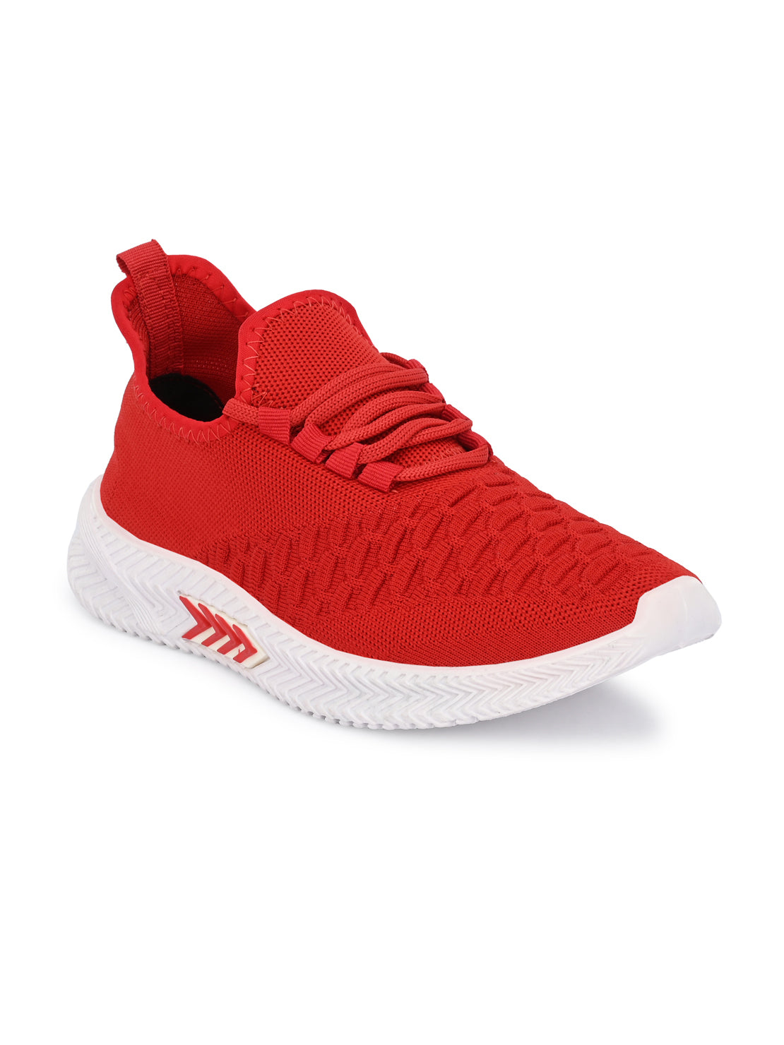 Hirolas® Men's Red Athleisure Walking/Running/Gym Knitted Lace-Up Sports Shoes