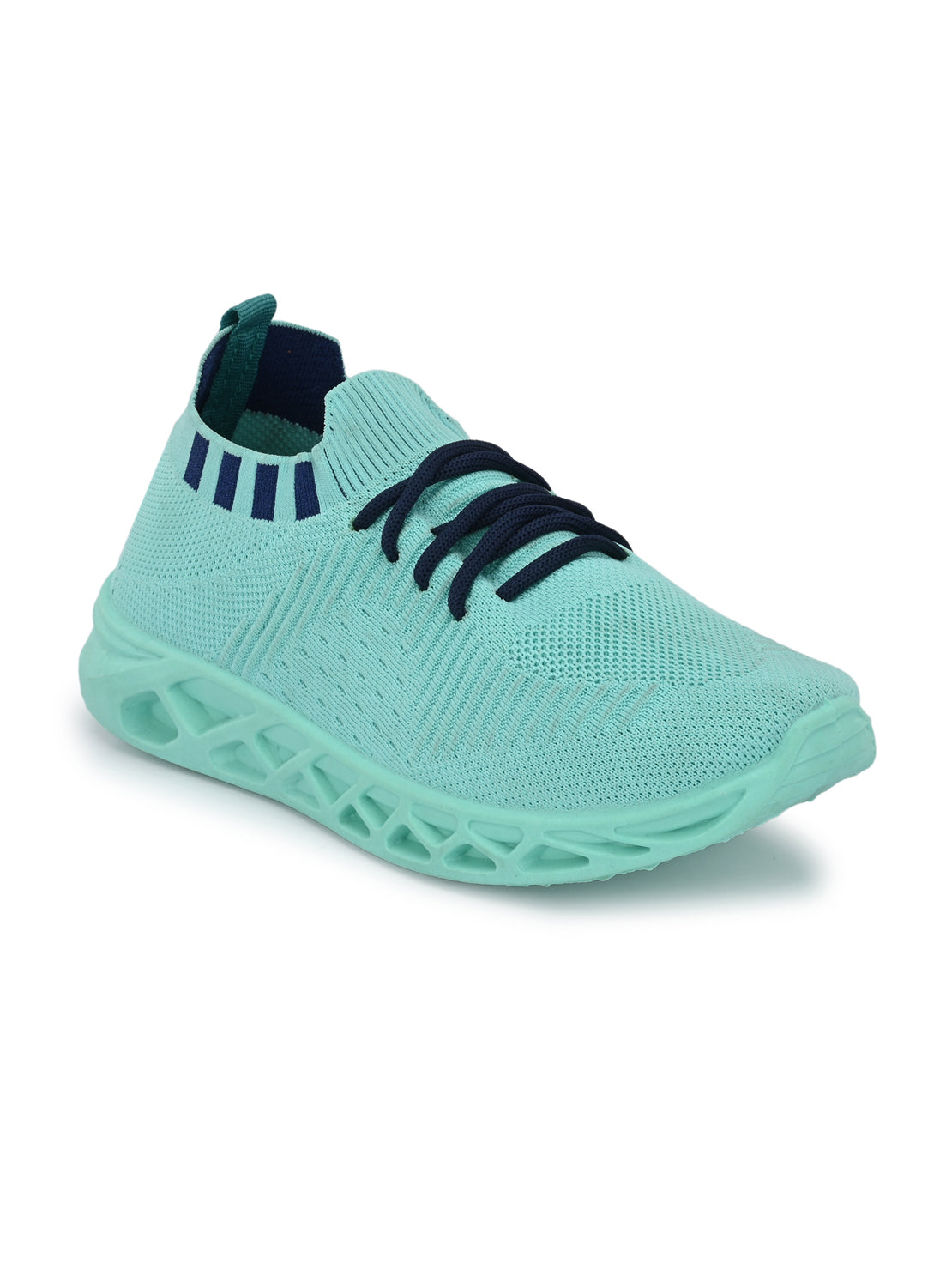 Hirolas® Men's Sea Green Knitted Running/Walking/Gym Lace Up Sport Shoes (HRL2043SGN)