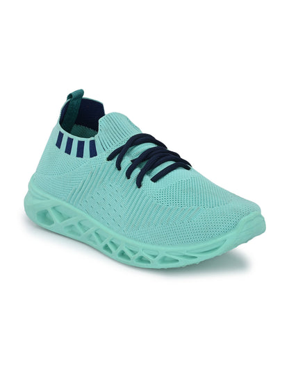 Hirolas® Men's Sea Green Knitted Running/Walking/Gym Lace Up Sport Shoes (HRL2043SGN)