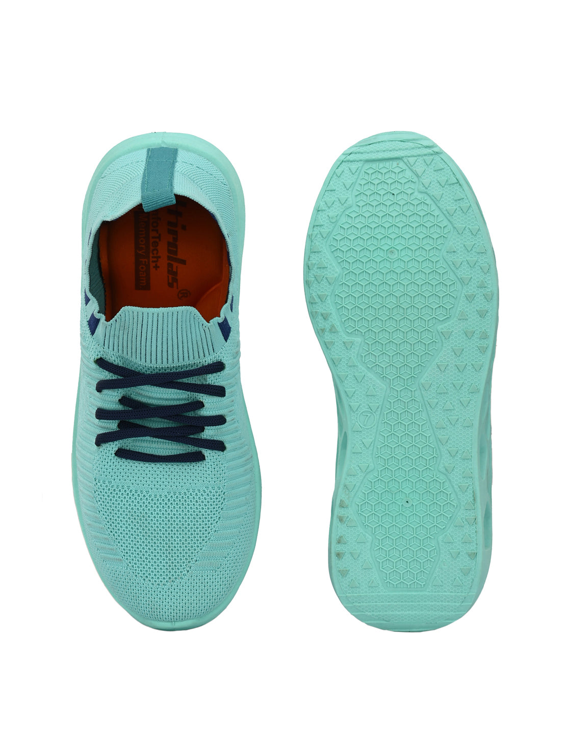 Hirolas® Men's Sea Green Knitted Running/Walking/Gym Lace Up Sport Shoes (HRL2043SGN)