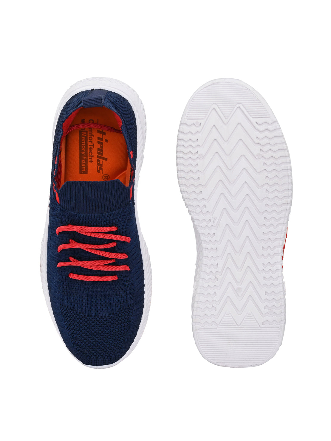 Hirolas® Men's Blue Knitted Running/Walking/Gym Lace Up Sport Shoes (HRL2046BLU)