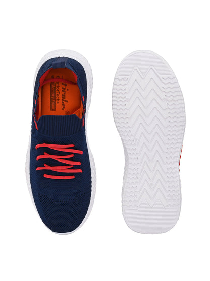 Hirolas® Men's Blue Knitted Running/Walking/Gym Lace Up Sport Shoes (HRL2046BLU)
