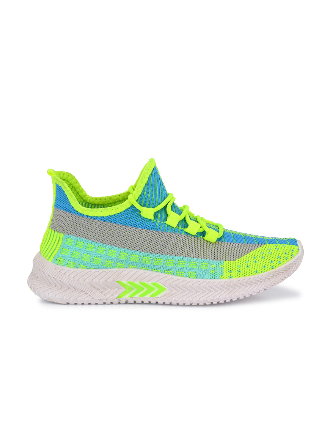 Hirolas® Men's Blue/Green Knitted Running/Walking/Gym Lace Up Sport Shoes (HRL2047BGN)