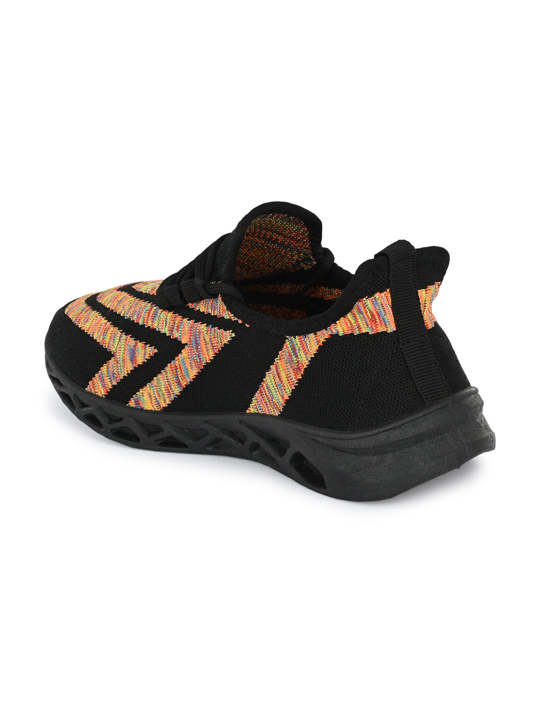 Hirolas® Men's Black Knitted Running/Walking/Gym Lace Up Sport Shoes (HRL2050BLK)