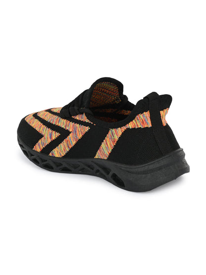 Hirolas® Men's Black Knitted Running/Walking/Gym Lace Up Sport Shoes (HRL2050BLK)