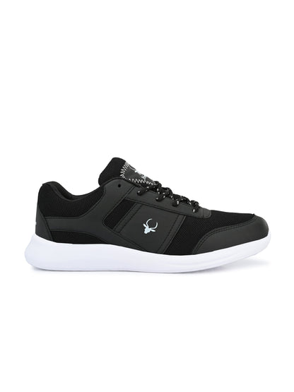Hirolas® Men's Black Synthetic Leather Lace Up Walking Sport Shoes (HRL2075BLK)