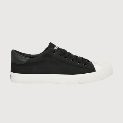 Hirolas Men's Black Canvas Vulcansied Skateboard Lace-Up Sneaker Shoes (HRL2076BLK)