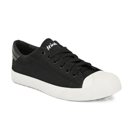 Hirolas Men's Black Canvas Vulcansied Skateboard Lace Up Sneaker Shoes (HRL2076BLK)
