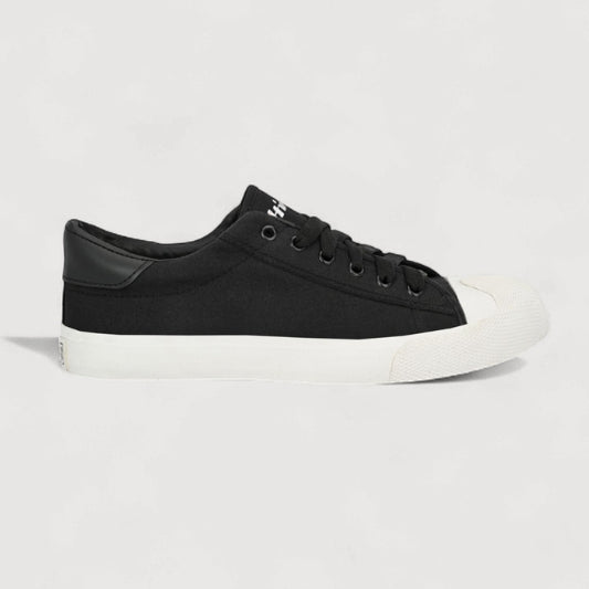 Hirolas Men's Black Canvas Vulcansied Skateboard Lace Up Sneaker Shoes (HRL2076BLK)