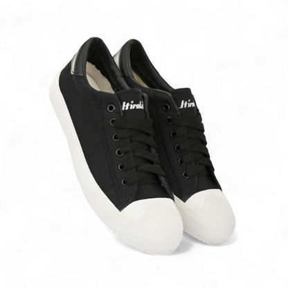 Hirolas Men's Black Canvas Vulcansied Skateboard Lace-Up Sneaker Shoes (HRL2076BLK)