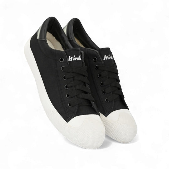 Hirolas Men's Black Canvas Vulcansied Skateboard Lace Up Sneaker Shoes (HRL2076BLK)