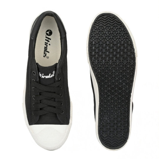 Hirolas Men's Black Canvas Vulcansied Skateboard Lace-Up Sneaker Shoes (HRL2076BLK)