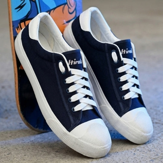 Hirolas Men's Blue Canvas Vulcansied Skateboard Lace Up Sneaker Shoes (HRL2076BLU)