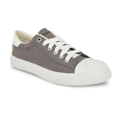 Hirolas Men's Grey Canvas Vulcansied Skateboard Lace Up Sneaker Shoes (HRL2076GRY)