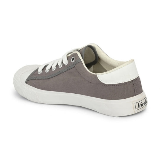 Hirolas Men's Grey Canvas Vulcansied Skateboard Lace Up Sneaker Shoes (HRL2076GRY)