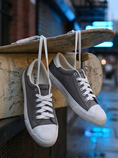 Hirolas Men's Grey Canvas Vulcansied Skateboard Lace Up Sneaker Shoes (HRL2076GRY)