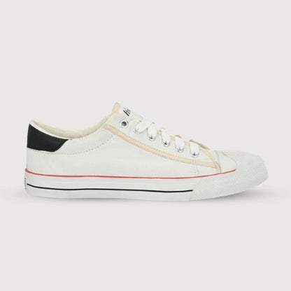 Hirolas Men's White Canvas Vulcansied Skateboard Lace Up Sneaker Shoes (HRL2076WHT)