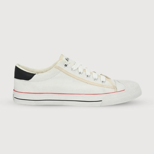 Hirolas Men's White Canvas Vulcansied Skateboard Lace Up Sneaker Shoes (HRL2076WHT)