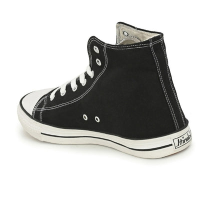 Hirolas Men's Black Canvas Vulcansied Skateboard Lace Up Ankle Length Sneaker Shoes (HRL2077BLK)