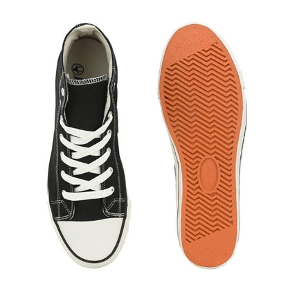 Hirolas Men's Black Canvas Vulcansied Skateboard Lace Up Ankle Length Sneaker Shoes (HRL2077BLK)