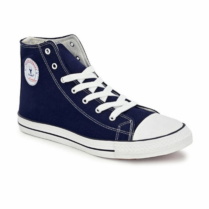 Hirolas Men's Blue Canvas Vulcansied Skateboard Lace Up Ankle Length Sneaker Shoes (HRL2077BLU)