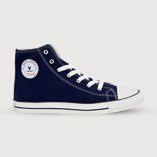 Hirolas Men's Blue Canvas Vulcansied Skateboard Lace Up Ankle Length Sneaker Shoes (HRL2077BLU)