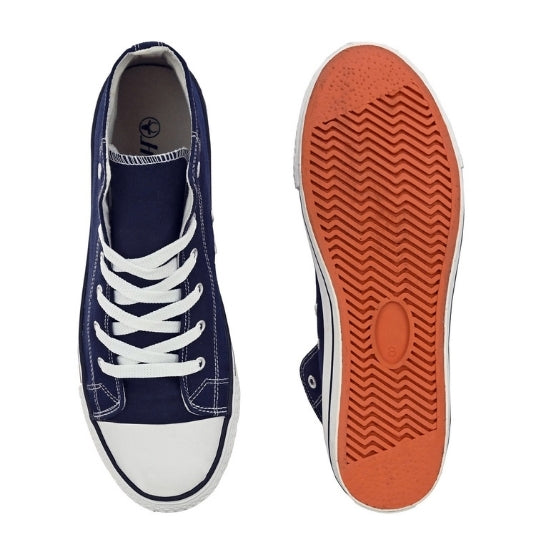 Hirolas Men's Blue Canvas Vulcansied Skateboard Lace Up Ankle Length Sneaker Shoes (HRL2077BLU)