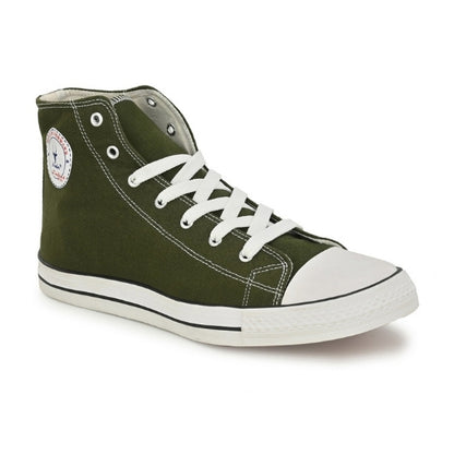 Hirolas Men's Olive Canvas Vulcansied Skateboard Lace Up Ankle Length Sneaker Shoes (HRL2077OLV)